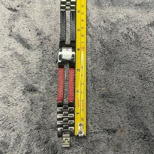 Tommy Hilfiger Red and Blue Leather Strap Watch Vintage